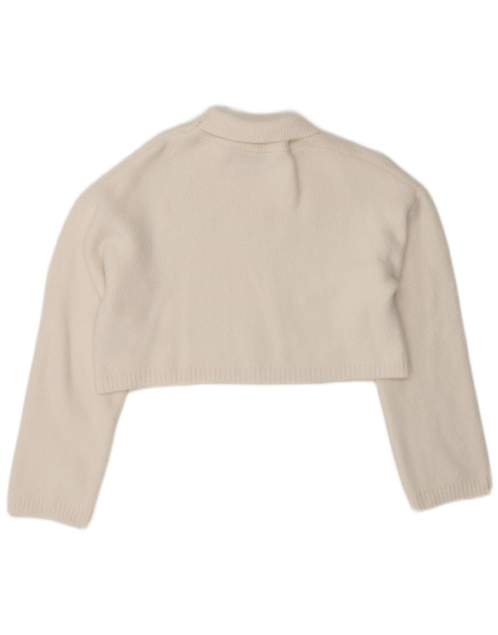 Maglione corto oversize a collo alto da donna Zara UK 10 piccolo bianco