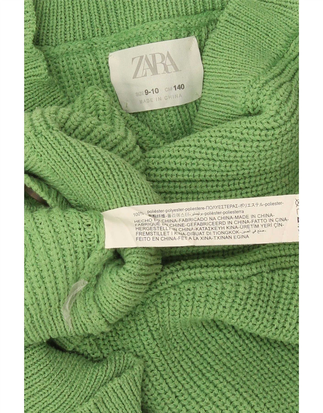 Maglione cardigan corto per ragazze Zara 9-10 anni in poliestere verde