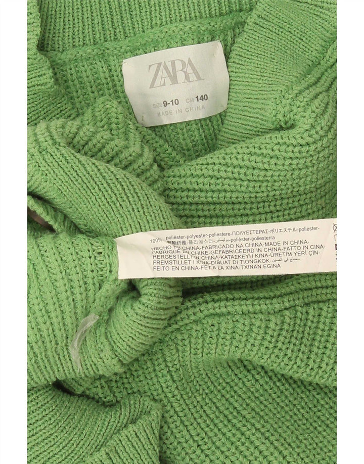 Maglione cardigan corto per ragazze Zara 9-10 anni in poliestere verde
