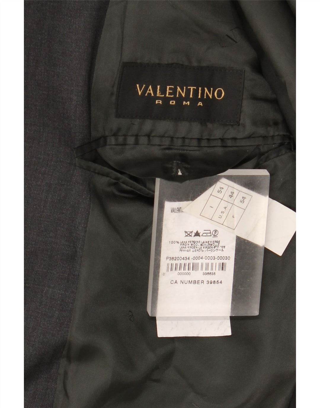 Giacca blazer a 3 bottoni da uomo Valentino IT 54 2XL Lana vergine grigia