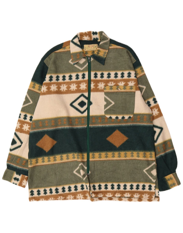 Giacca in pile da uomo Alley & Sons UK 42 XL Verde geometrico