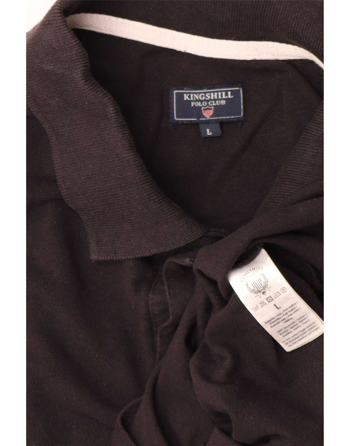 Polo grafica da uomo vintage grande in cotone nero