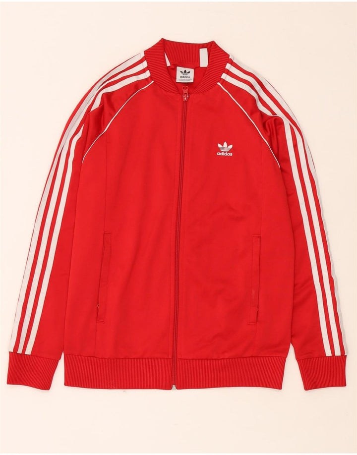 Giacca top della tuta da ragazzo ADIDAS 13-14 anni in poliestere rosso