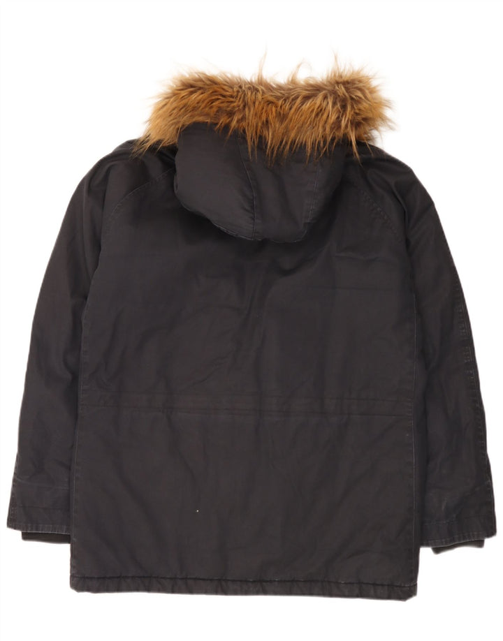 Giacca Parka con cappuccio da uomo Woolrich UK 40 Large Blu Navy in cotone