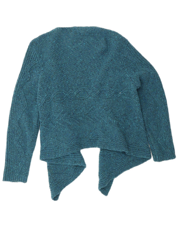 Maglione cardigan asimmetrico da donna Blarney Woollen Mills UK 14 grande blu