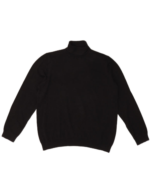 Marks & Spencer Mens Roll Neck Jumper Sweater Large Black Cotton