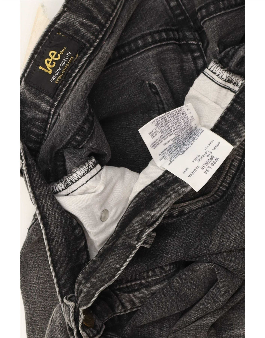 Pantaloncini di jeans Lee Brooklyn da uomo W36 grandi in cotone grigio