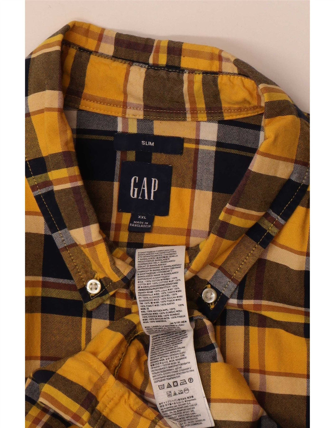 Camicia Gap da uomo slim in flanella 2XL cotone a quadri gialli