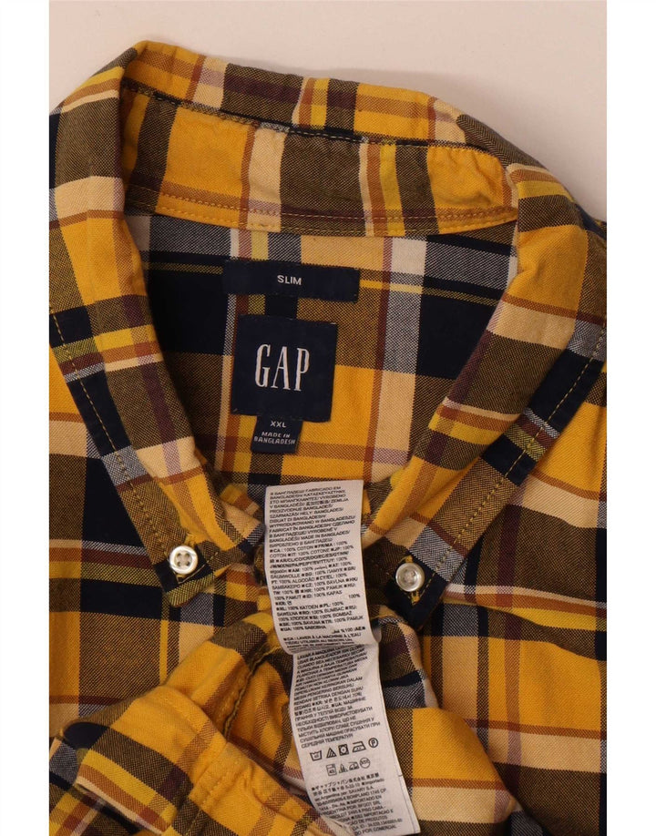 Camicia Gap da uomo slim in flanella 2XL cotone a quadri gialli