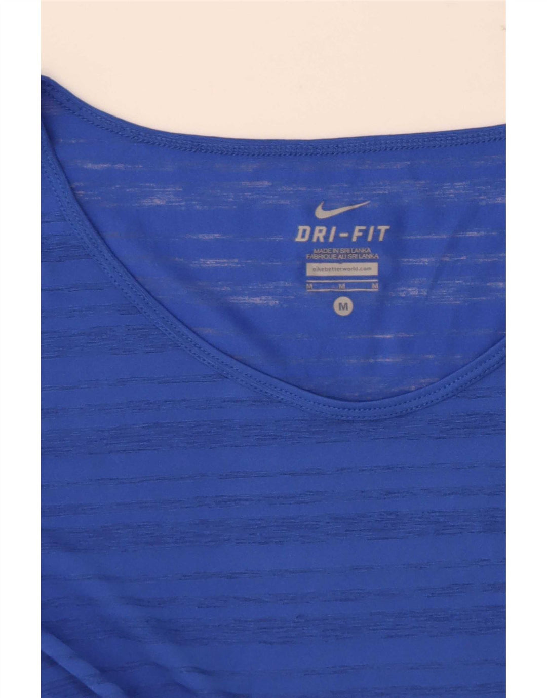 T-shirt Nike Dri Fit da donna Top UK 14 a righe blu medio