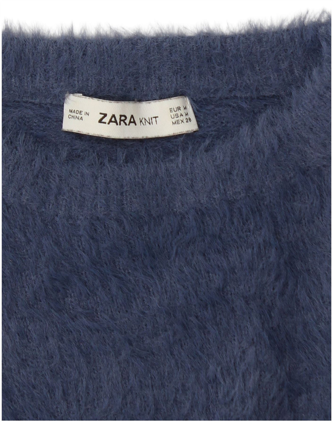 ZARA Maglione Corto da Donna con Scollo a Barca UK 12 Medio Blu Navy