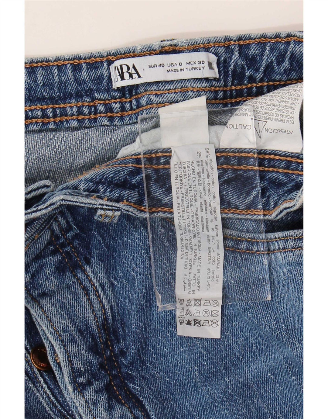 Jeans dritti da donna Zara EU 40 medio W30 L32 cotone blu