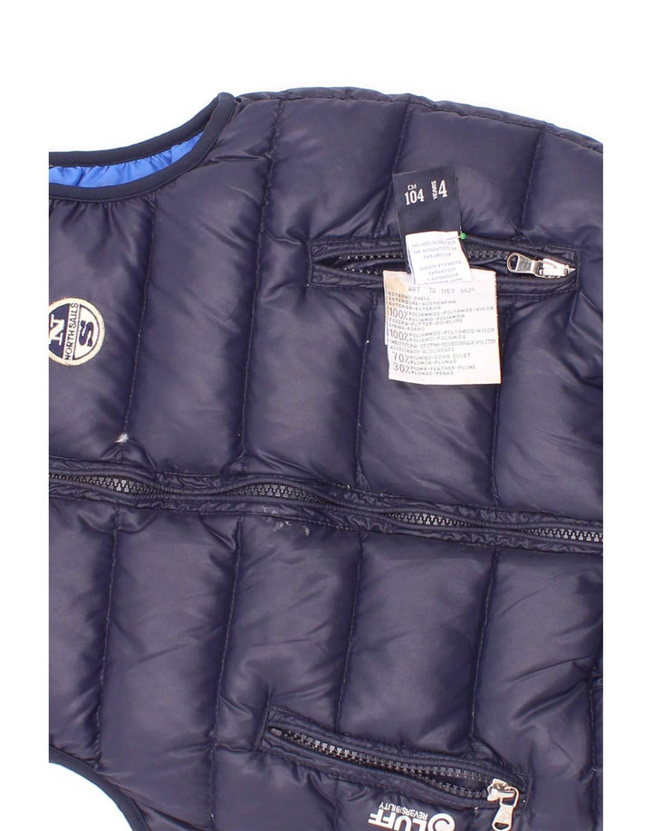 Gilet imbottito reversibile North Sails per ragazzi 3-4 anni in poliestere blu navy