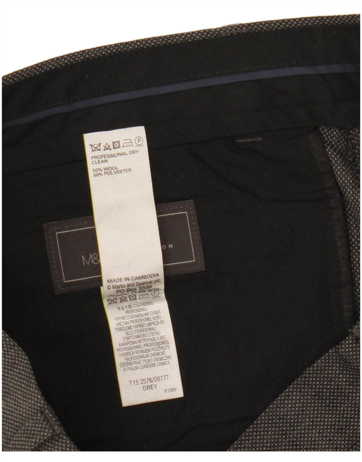 Pantaloni da abito vestibilità regolare da uomo Marks & Spencer W34 L31 lana grigia