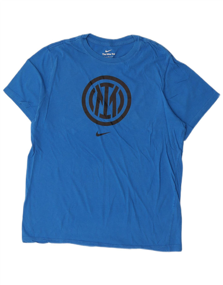 NIKE T-shirt grafica da uomo Inter Milan Top grande in cotone blu