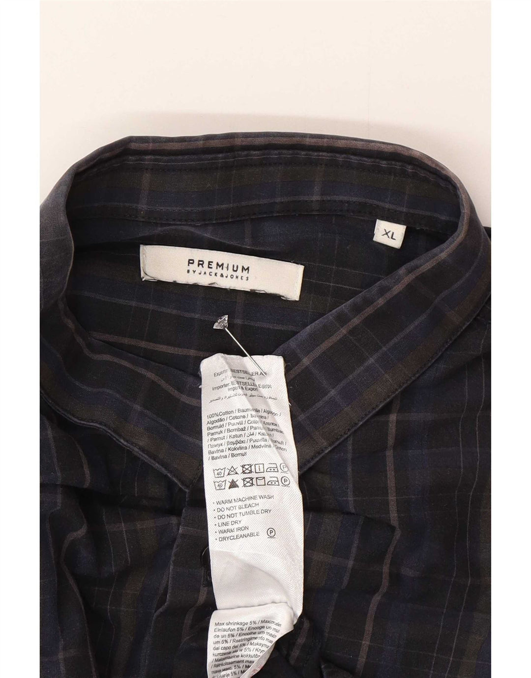 Camicia da uomo Jack & Jones XL in cotone a quadri blu navy