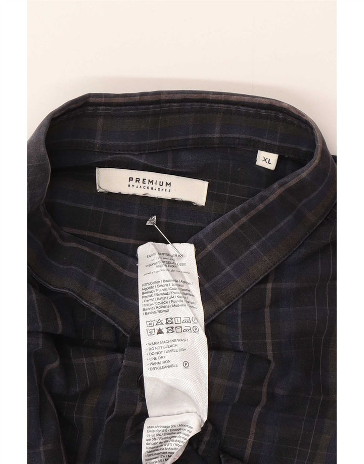 Camicia da uomo Jack & Jones XL in cotone a quadri blu navy