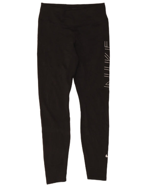 Leggings grafici Nike Dri Fit da donna UK 14 grandi neri