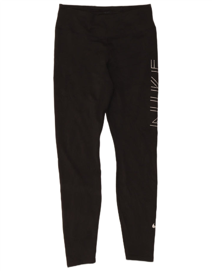 Leggings grafici Nike Dri Fit da donna UK 14 grandi neri