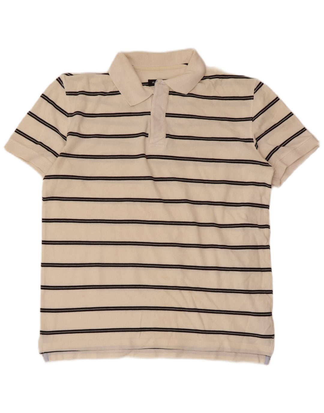 Polo da uomo Massimo Dutti in cotone a righe bianco sporco medio