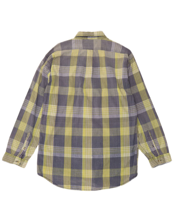 Camicia vintage da uomo a quadri blu grandi