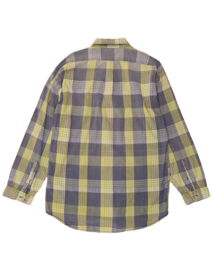 Camicia vintage da uomo a quadri blu grandi