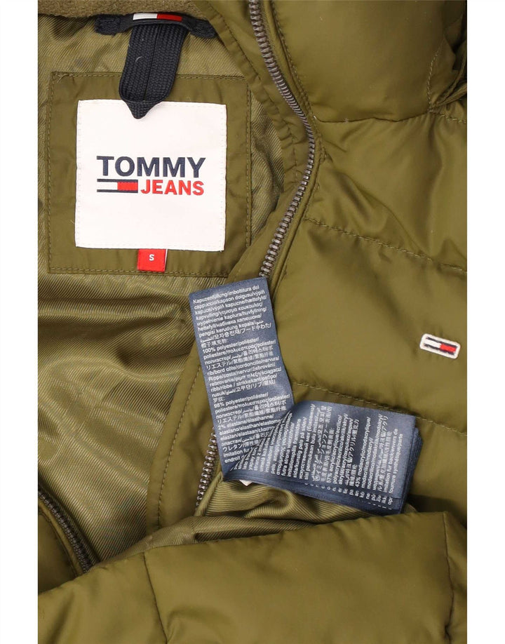 Cappotto imbottito con cappuccio da donna Tommy Hilfiger UK 10 piccolo poliestere verde