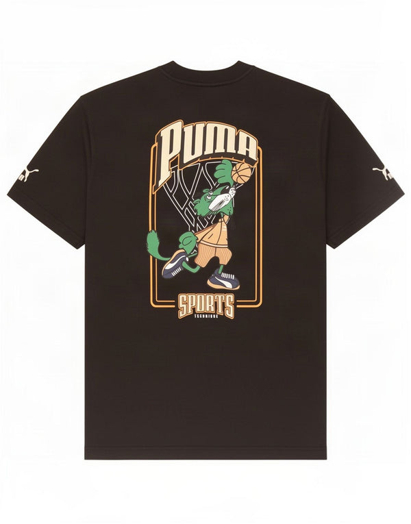 T-shirt grafica da uomo Puma Top Small in cotone nero