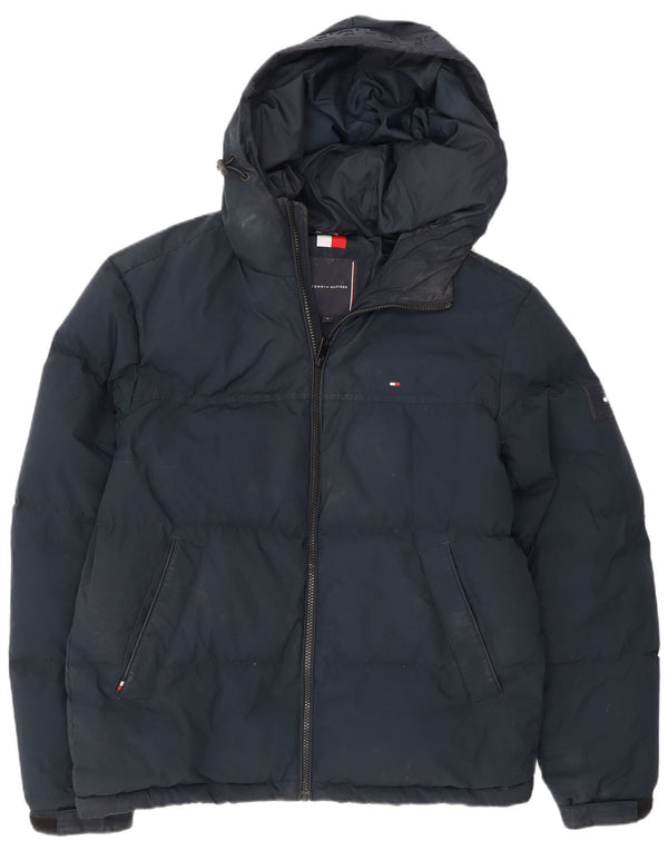 Giacca imbottita con cappuccio da uomo Tommy Hilfiger UK 38 poliestere medio blu navy