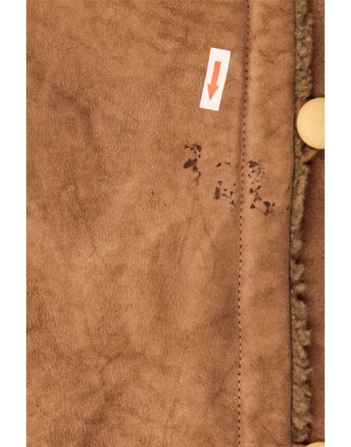 Cappotto in shearling vintage da donna IT 44 in pelle marrone medio