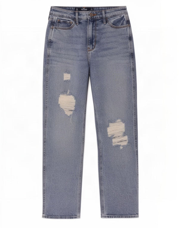 Jeans Hollister da donna affusolati Mom Distressed US 1 XS W25 L27 Blu