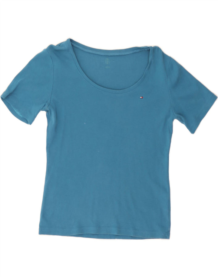 TOMMY HILFIGER Womens T-Shirt Top UK 12 Medium Blue Cotton Vintage Tommy Hilfiger and Second-Hand Tommy Hilfiger from Messina Hembry 