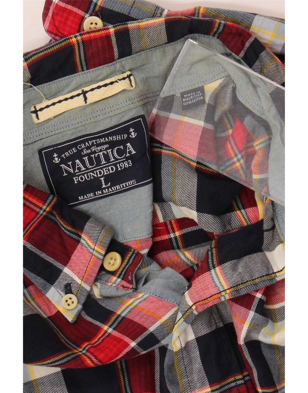 Camicia da uomo in flanella Nautica, cotone a quadri multicolore grande