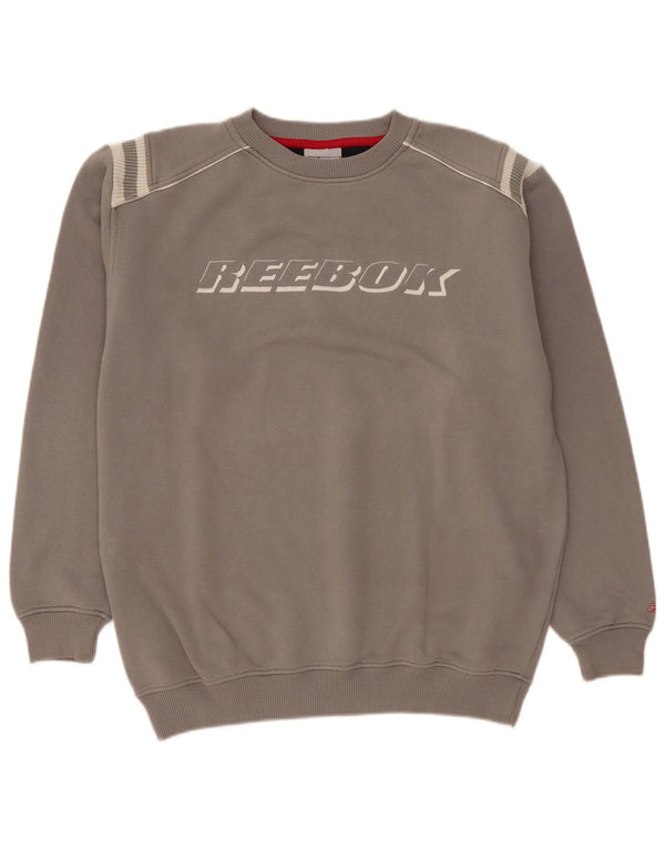 Felpa grafica da uomo Reebok in cotone grigio medio