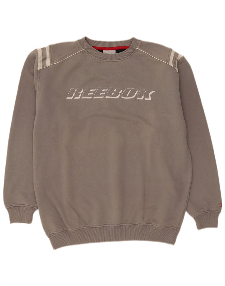 Felpa grafica da uomo Reebok in cotone grigio medio