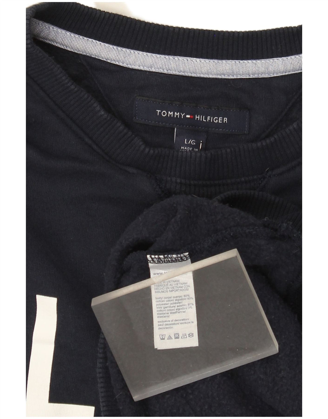 Tommy Hilfiger Felpa grafica da uomo Maglione grande cotone blu navy