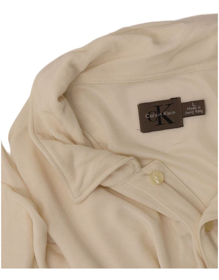 Polo a maniche lunghe da uomo Calvin Klein grande beige