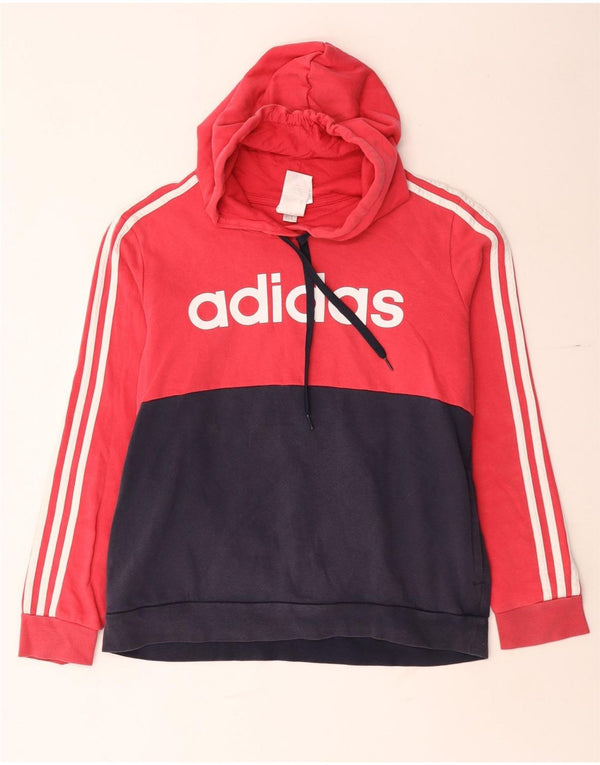 Felpa con cappuccio grafica da donna Adidas UK 20/22 XL Cotone color block rosso