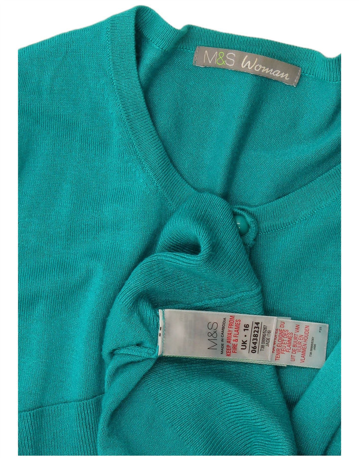 Maglione cardigan da donna Marks & Spencer UK 16 grande viscosa blu