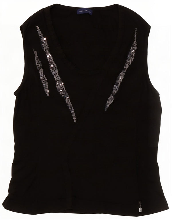 Canotta Donna Trussardi Jeans UK 14 Medio Nera