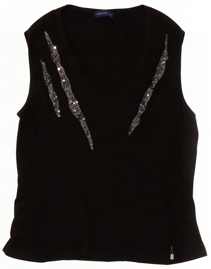 Canotta Donna Trussardi Jeans UK 14 Medio Nera