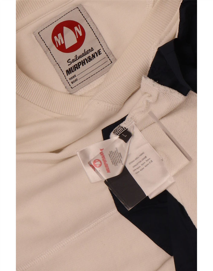 Murphy & Nye Felpa da uomo Sailmakers Maglione grande bianco a blocchi di colore