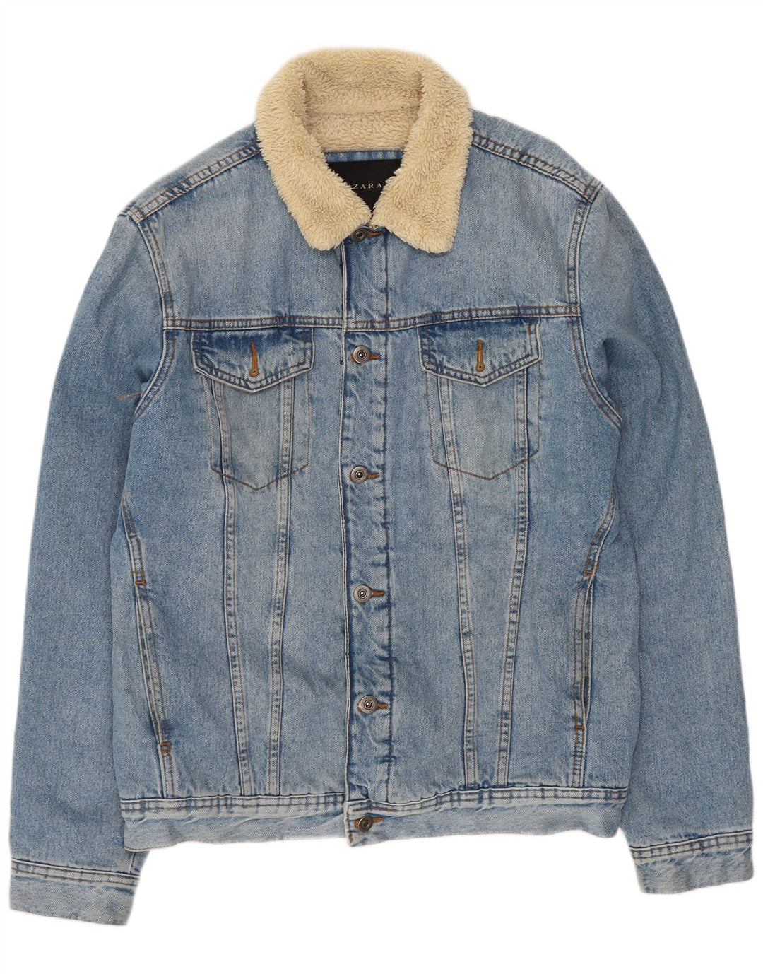 Giacca Zara da uomo in denim sherpa UK 40 grande blu