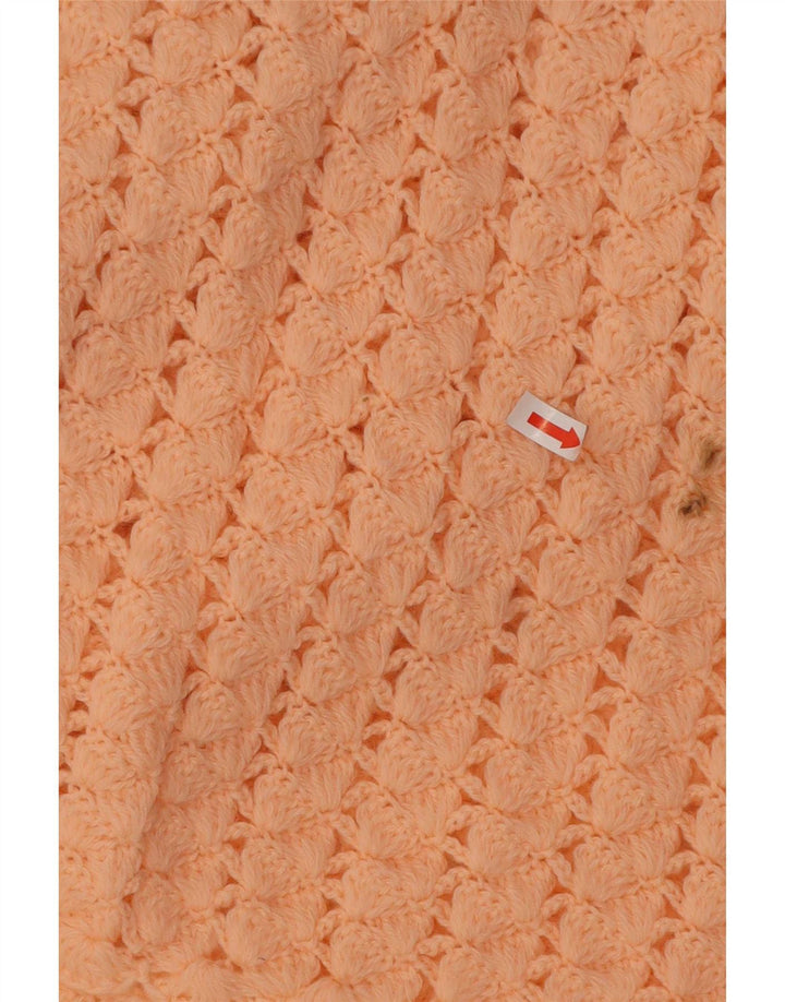 Maglione cardigan all'uncinetto da donna vintage UK 14 Rosa medio