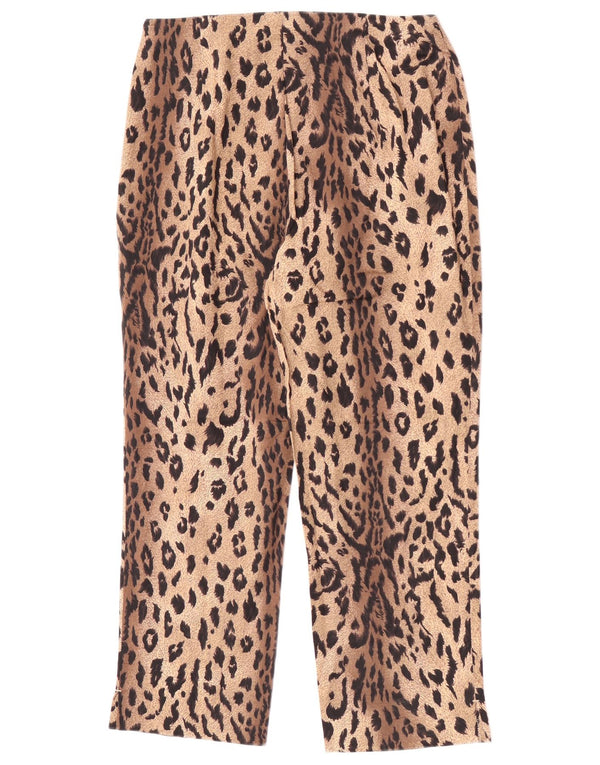 Pantaloni casual dritti da donna Marks & Spencer W26 L23 marrone stampa animalier