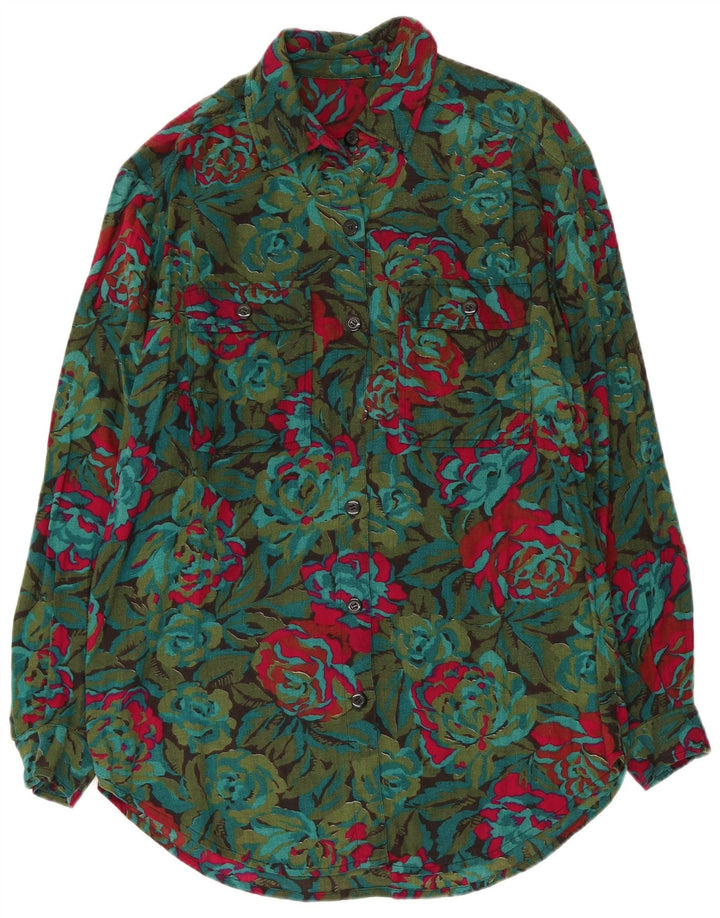 Abito camicia da donna vestibilità ampia VINTAGE UK 14 floreale multicolore medio