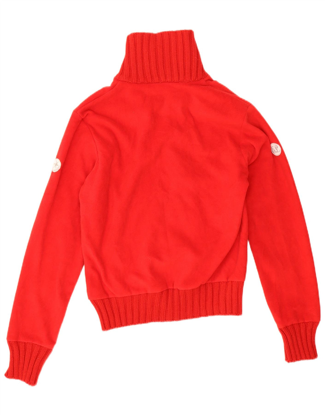 Giacca da tuta da donna vintage UK 16 grande poliestere rosso Fair Isle