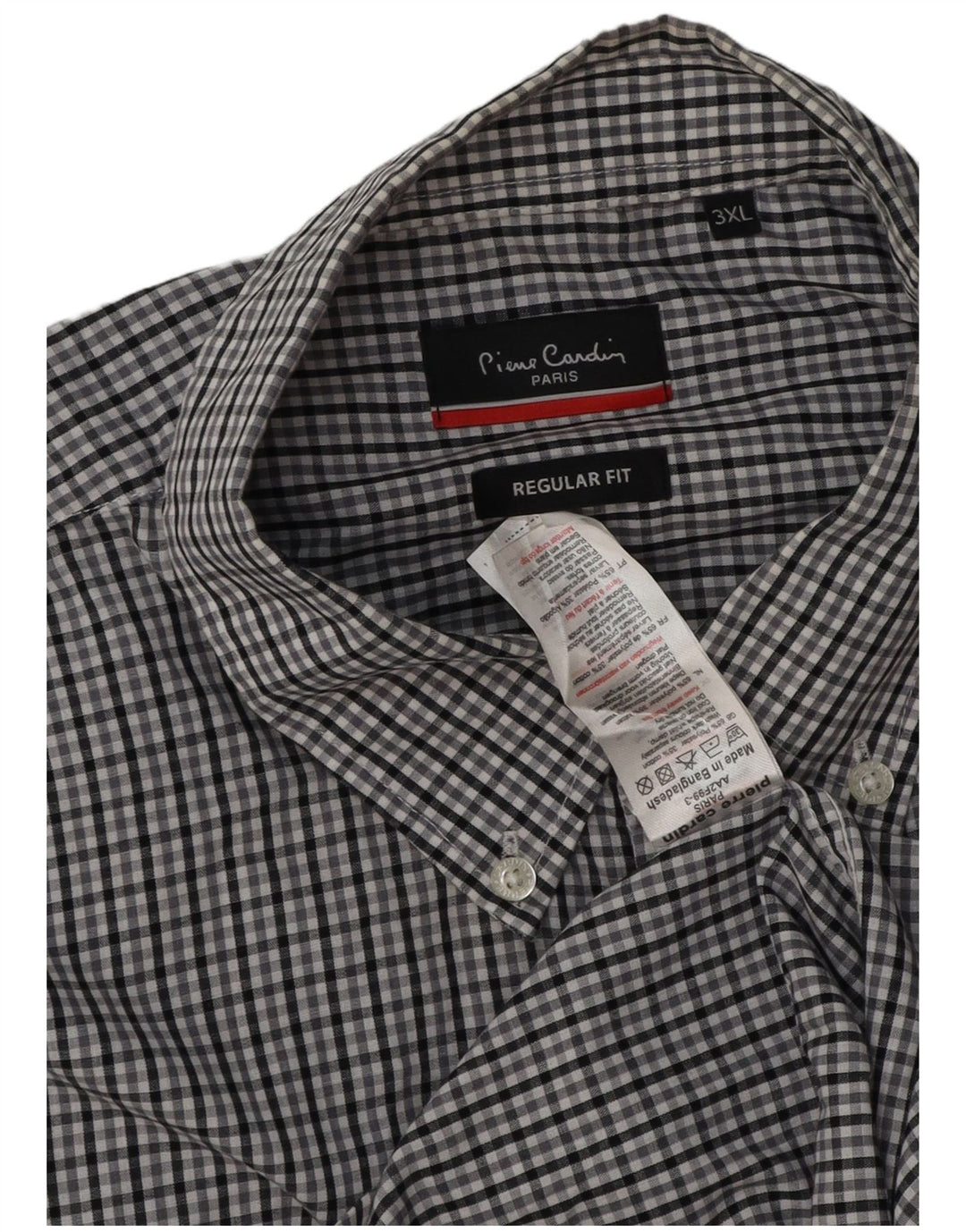 Camicia da uomo Regular Fit Pierre Cardin 3XL Poliestere a quadri grigio