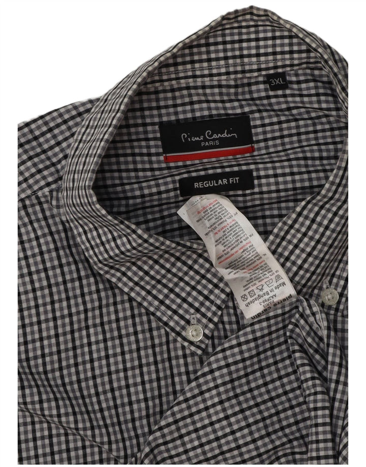Camicia da uomo Regular Fit Pierre Cardin 3XL Poliestere a quadri grigio