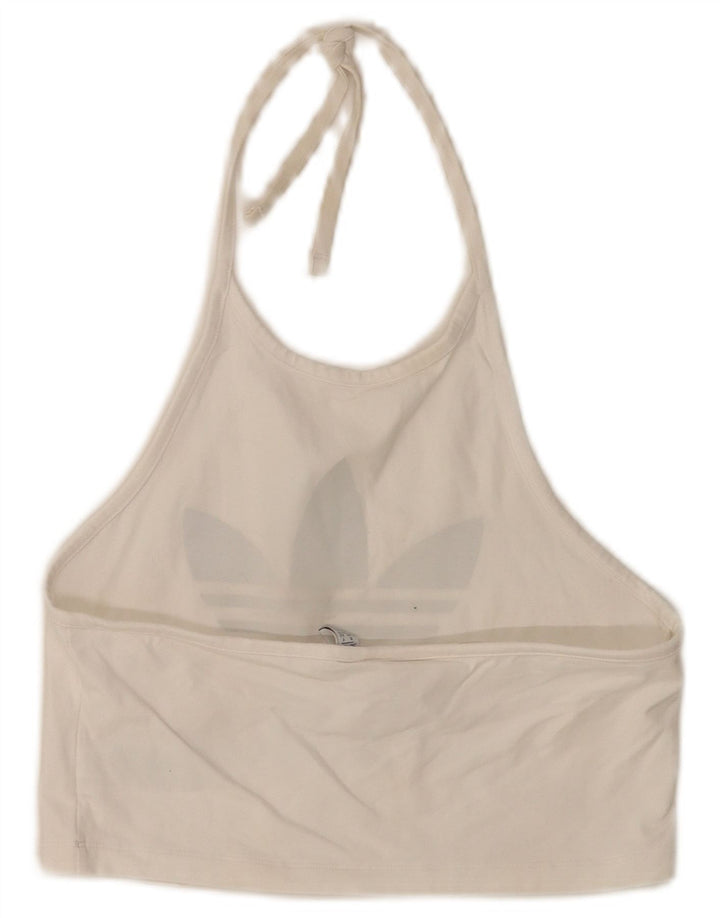 Adidas Donna Crop Graphic Halter Top UK 14 Medio Bianco Cotone